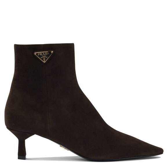 Prada Logo Leather Ankle Boots 30 Mm IT 36 Women - Picture 1 of 5